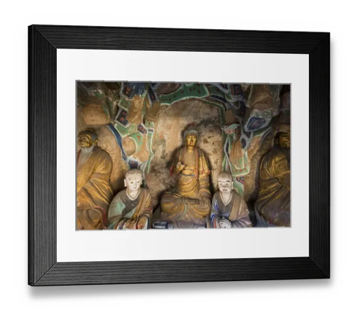 Framed Print : China, Shanxi Province, Ancient Buddha sculpture inside Hanging Palace (Xuankong Framed Print : China, Shanxi Province, Ancient Buddha sculpture inside Hanging Palace (Xuankong