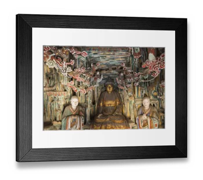 Framed Print : China, Shanxi Province, Ancient Buddha sculpture inside Hanging Palace (Xuankong Framed Print : China, Shanxi Province, Ancient Buddha sculpture inside Hanging Palace (Xuankong
