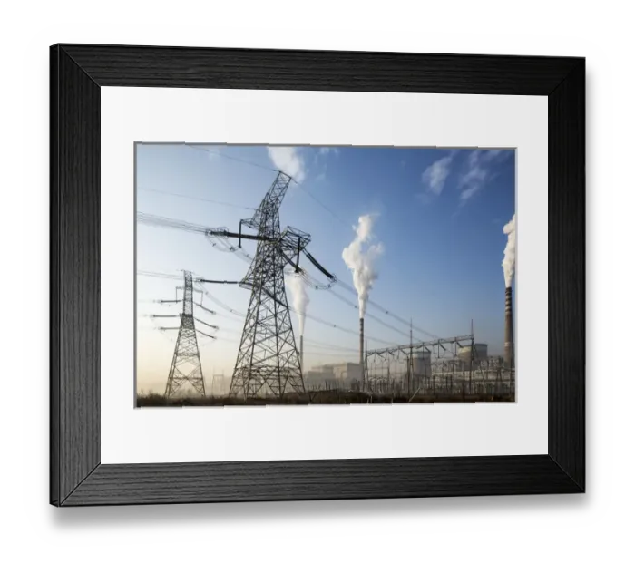Framed Print : China, Shanxi Province, Datong, Steam and smoke rises from smokestacks at coal-fired Datong No Framed Print : China, Shanxi Province, Datong, Steam and smoke rises from smokestacks at coal-fired Datong No