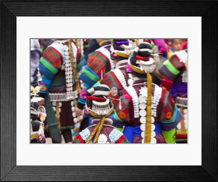 Framed Print : Miao girls dancing at festival nr Kaili, Guizhou Province, China Framed Print : Miao girls dancing at festival nr Kaili, Guizhou Province, China