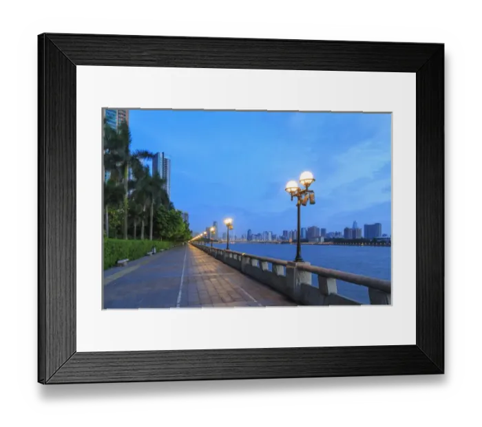 Framed Print : view along Pearl River of city skyline from Yacht Club, Guangzhou, China