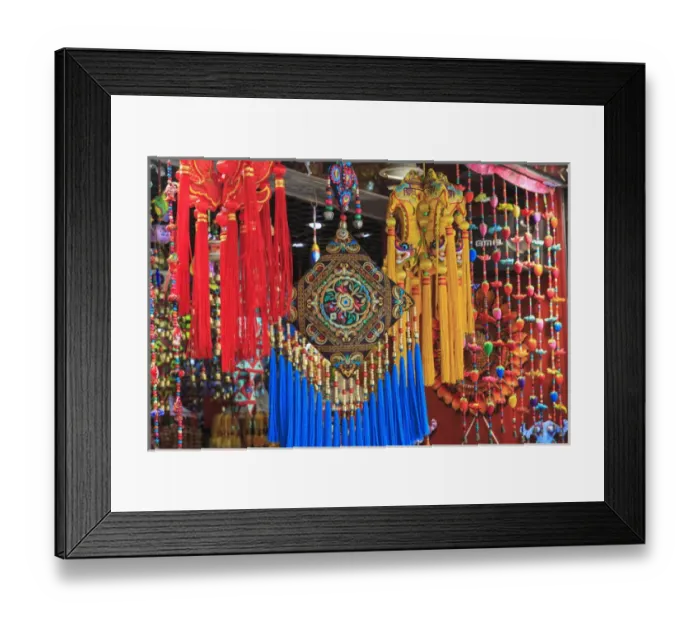 Framed Print : colorful hanging trinkets, shops around Nine Pedestrian Street, Guangzhou, China