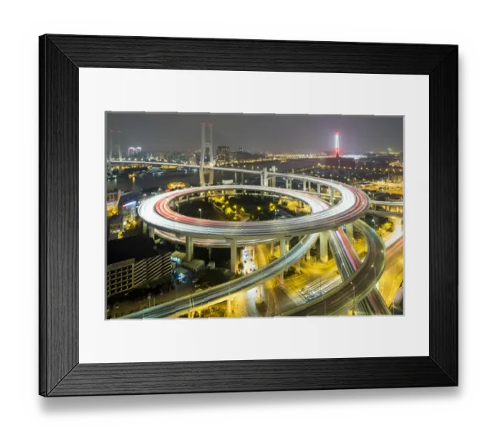 Framed Print : China, Shanghai, Overhead view of traffic on highway freeway overpasses stacked in Framed Print : China, Shanghai, Overhead view of traffic on highway freeway overpasses stacked in
