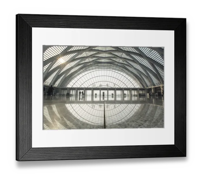 Framed Print : China, Tianjin, Reflections inside cavernous and nearly empty interior of newly built