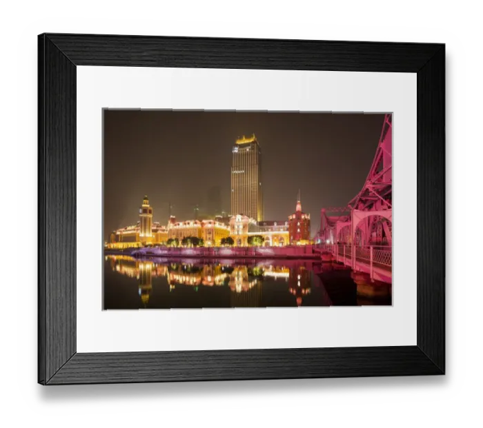 Framed Print : China, Tianjin, Towering skyscraper above restored French Concession district along Framed Print : China, Tianjin, Towering skyscraper above restored French Concession district along
