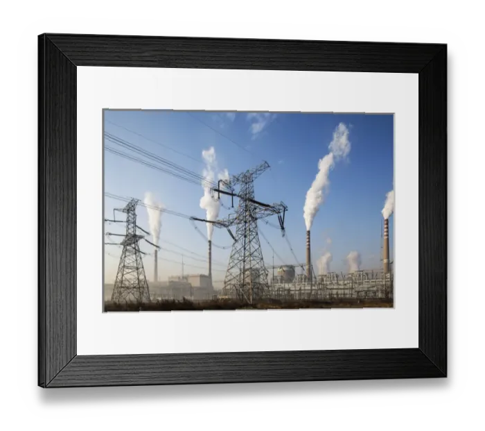 Framed Print : China, Shanxi Province, Datong, Steam and smoke rises from smokestacks at coal-fired Datong No