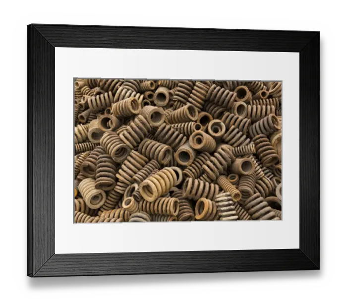 Framed Print : China, Chongqing, Detail of heavy iron springs recycled from trucks and machinery Framed Print : China, Chongqing, Detail of heavy iron springs recycled from trucks and machinery