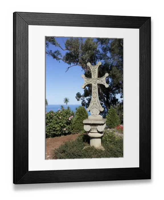 Framed Print : Georgia, Batumi. A large cross in the Batumi Botanic Gardens, overlooking the Black Sea
