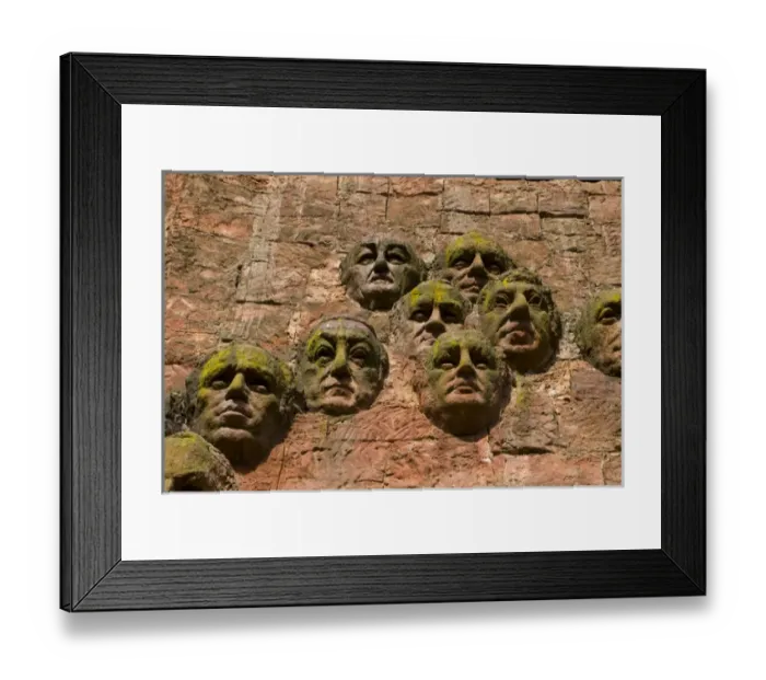 Framed Print : Close-up of Faces on Facade of Market Building in Central Kutaisi, Georgia