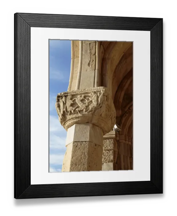 Framed Print : Georgia, Kutaisi. Carvings of creatures in a stone pillar at Bagrati Cathedral