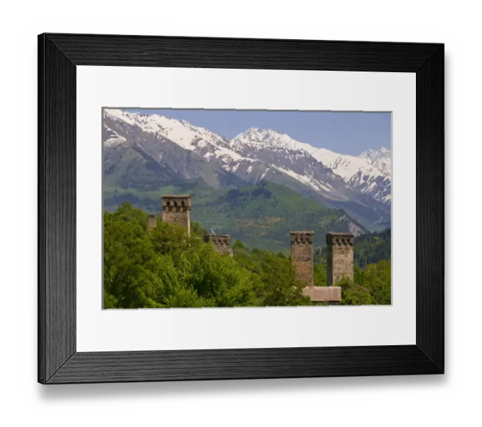 Framed Print : Defensive towers, Mestia, Svanetia, Georgia Framed Print : Defensive towers, Mestia, Svanetia, Georgia