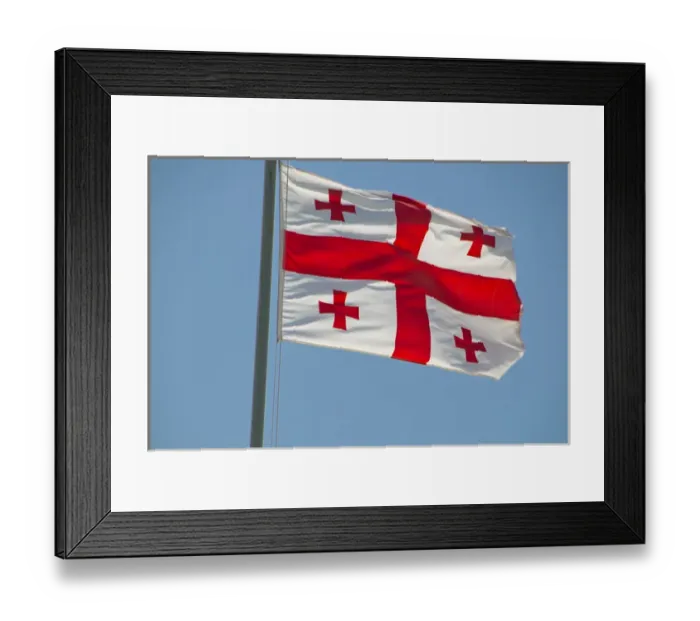 Framed Print : Georgian flag in the wind, Kutaisi