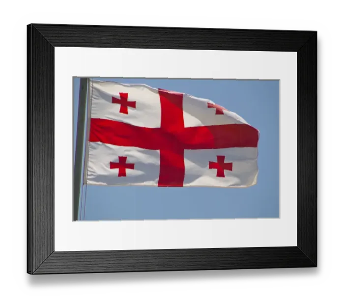 Framed Print : Georgian flag in the wind, Kutaisi, Georgia