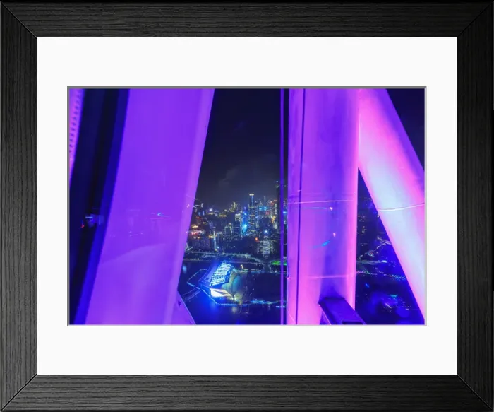 Framed Print : Ferris Wheel structure near top of 600 meter Canton Tower, observation deck, Guangzhou