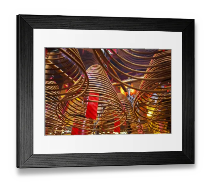 Framed Print : Southeast Asia; China; Hong Kong; Spiral Incense sticks at Man Mo Temple or Man Mo Miu