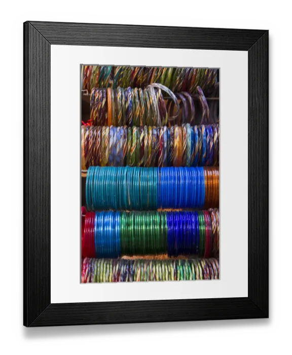 Framed Print : asia, India, Uttar Pradesh Agra, colorful bracelets for sale