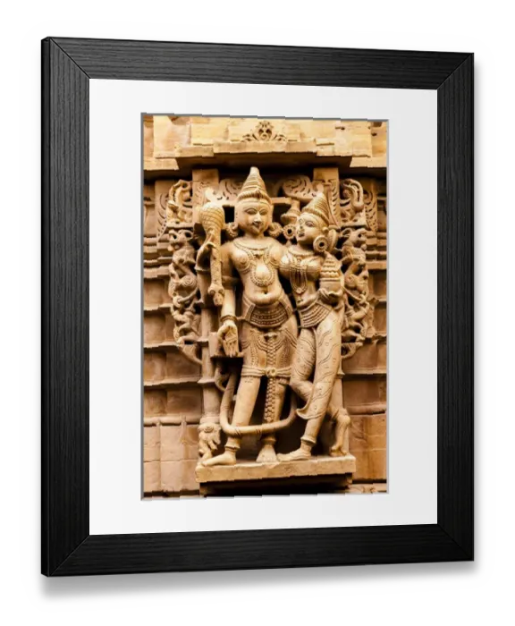 Framed Print : Bas Relief. Jain Temple. Golden Sandstone Fort. Jaisalmer Fort. 10th Century. Jaisalmer