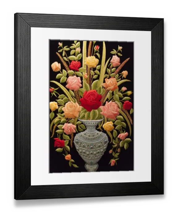 Framed Print : Flower embroidery. Agra. India Framed Print : Flower embroidery. Agra. India