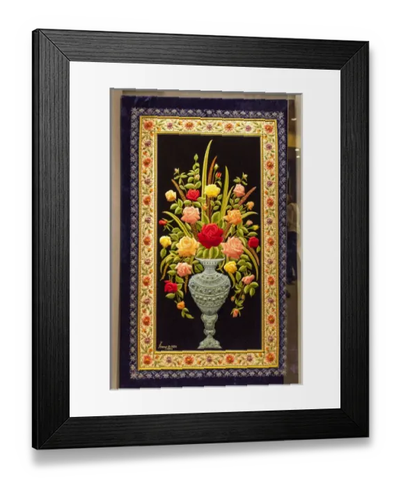 Framed Print : Flower embroidery. Agra. India
