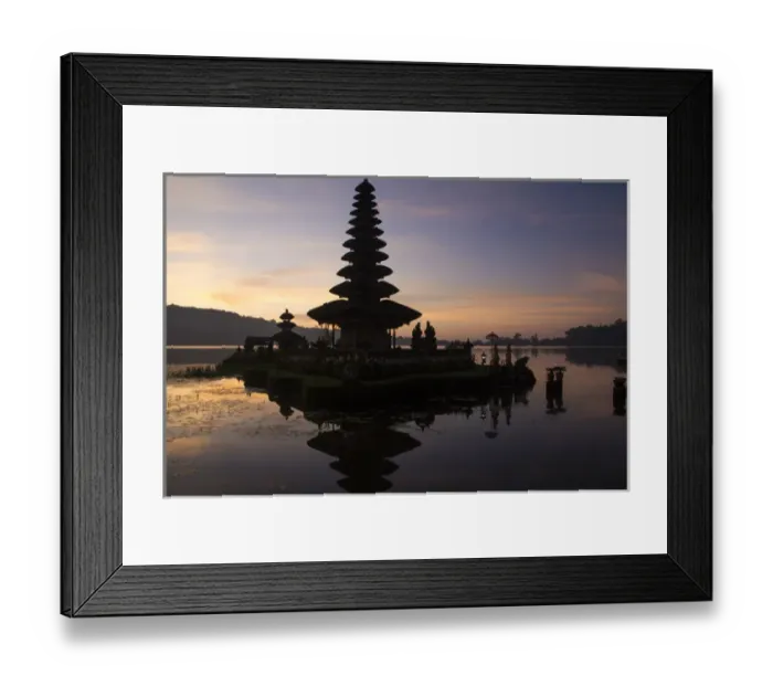 Framed Print : Asia, Indonesia, Bali. Sunrise at Bali water temple: Ulun Danu Temple in Lake Bratan