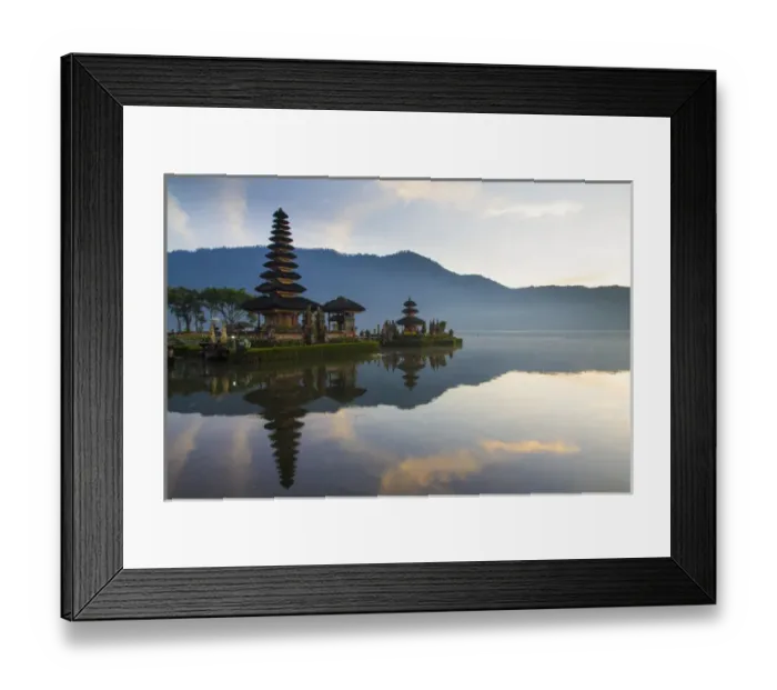 Framed Print : Asia, Indonesia, Bali. Sunrise at Bali water temple: Ulun Danu Temple in Lake Bratan Framed Print : Asia, Indonesia, Bali. Sunrise at Bali water temple: Ulun Danu Temple in Lake Bratan