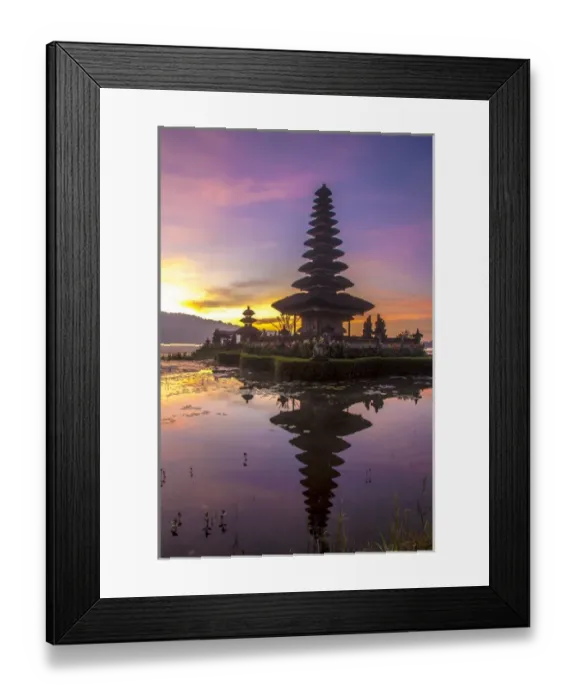 Framed Print : Asia, Indonesia, Bali. Sunrise at Bali water temple: Ulun Danu Temple in Lake Bratan Framed Print : Asia, Indonesia, Bali. Sunrise at Bali water temple: Ulun Danu Temple in Lake Bratan