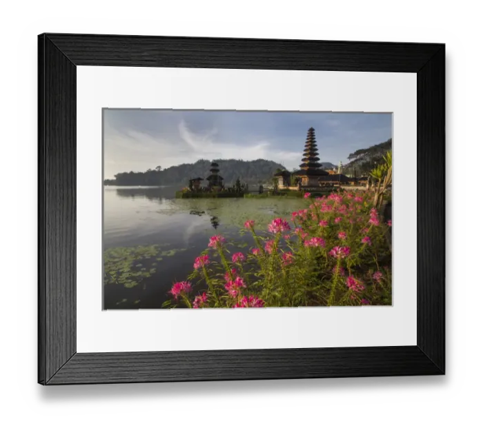 Framed Print : Asia, Indonesia, Bali. Sunrise at Bali water temple: Ulun Danu Temple in Lake Bratan Framed Print : Asia, Indonesia, Bali. Sunrise at Bali water temple: Ulun Danu Temple in Lake Bratan