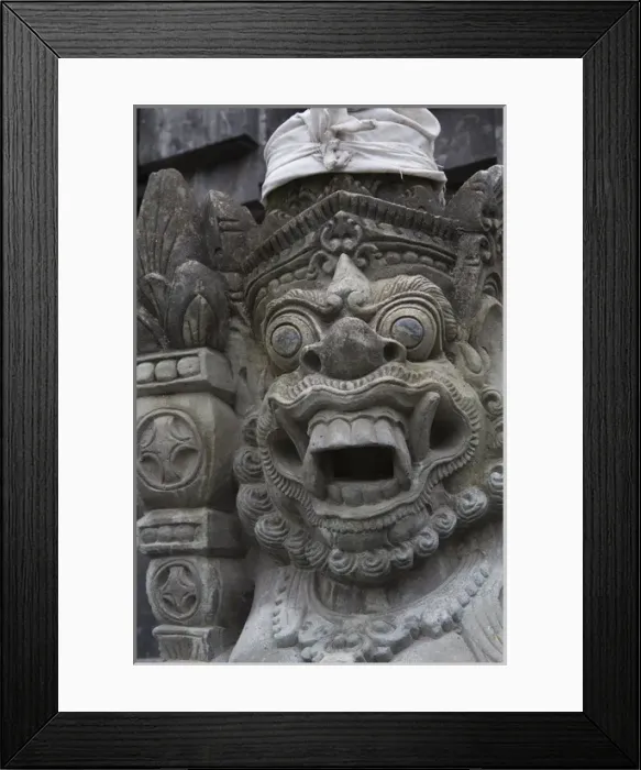 Framed Print : Asia, Indonesia, Bali. Temple Statue in a sacred Balinese Hindu site