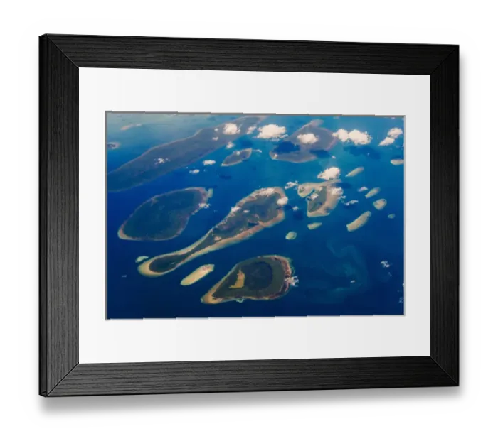 Framed Print : Aerial view of islands in the ocean, Indonesia