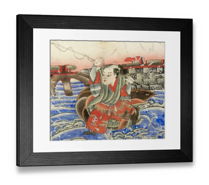 Framed Print : Painting on wood block depicting old day fisherman, Shirahama, Minamiboso, Chiba Prefecture Framed Print : Painting on wood block depicting old day fisherman, Shirahama, Minamiboso, Chiba Prefecture