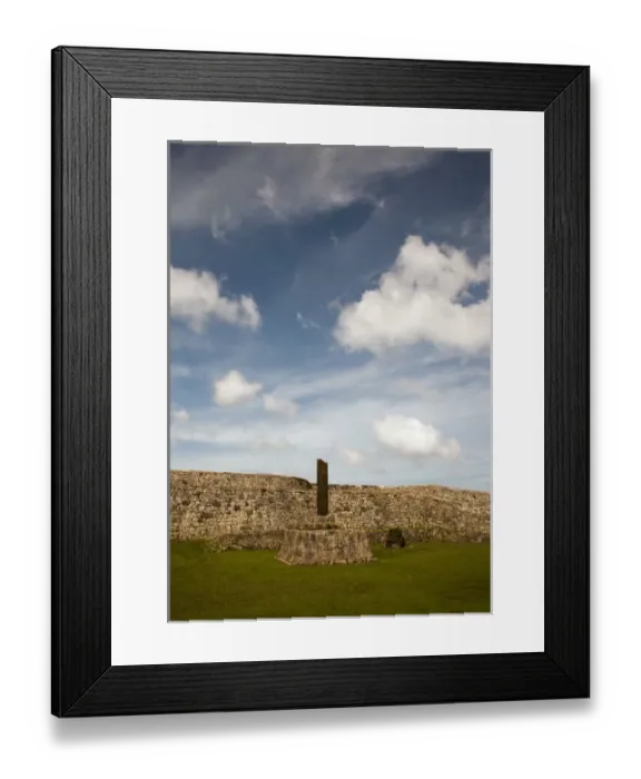 Framed Print : Clouds drift over the stone walled fortifications of Okinawa Japans historic Nakagusuku Castle
