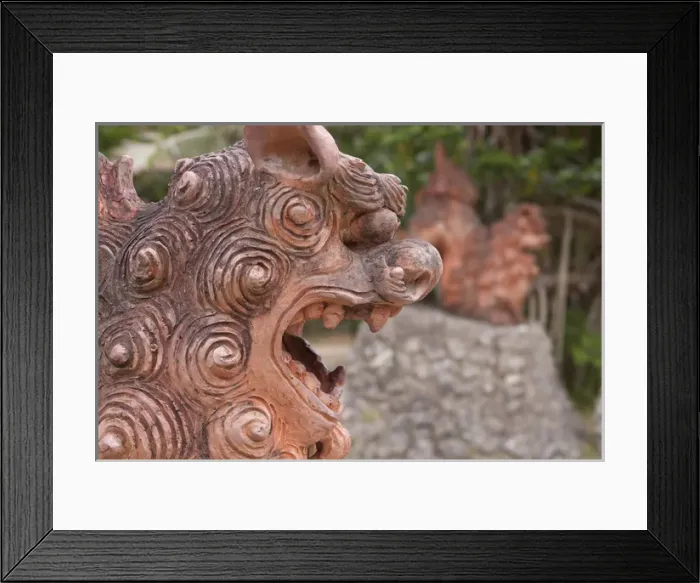 Framed Print : Shiisa, or Okinawan lion gods, are protective deities said to bring good luck Framed Print : Shiisa, or Okinawan lion gods, are protective deities said to bring good luck