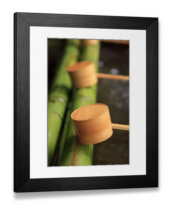 Framed Print : Wooden ladles are placed at the entrance to Kasuga-Taisha Shrine in Nara, Japan for