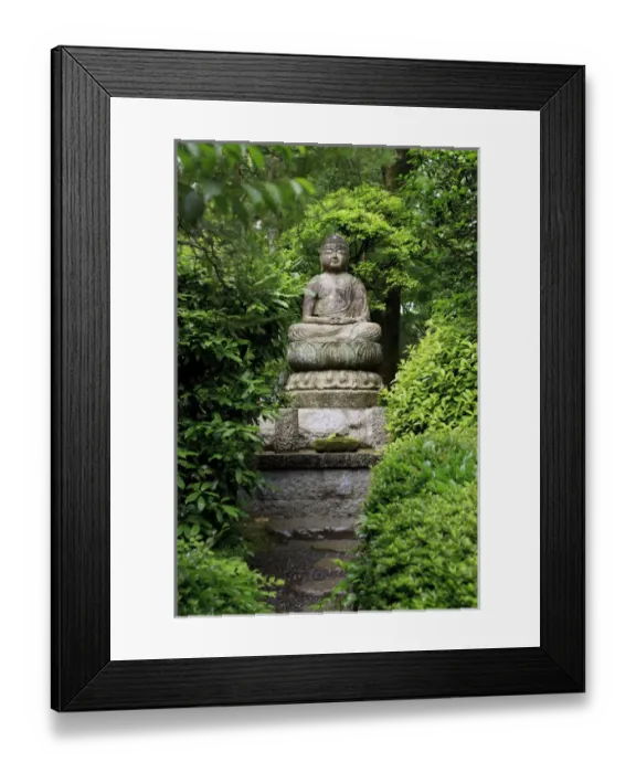 Framed Print : A stone Buddha statue in the grounds of Ryoan-Ji Temple in Kyoto, Japan