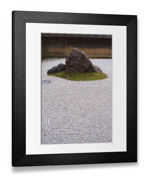 Framed Print : The carefully placed rocks and raked gravel gardens of the Zen garden of Ryoan-Ji Temple in Kyoto Framed Print : The carefully placed rocks and raked gravel gardens of the Zen garden of Ryoan-Ji Temple in Kyoto