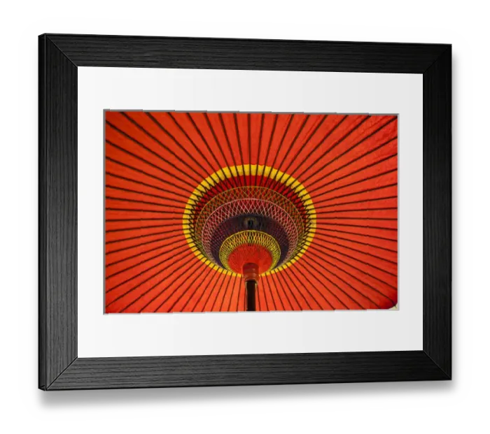 Framed Print : Red Japanese paper umbrella opened