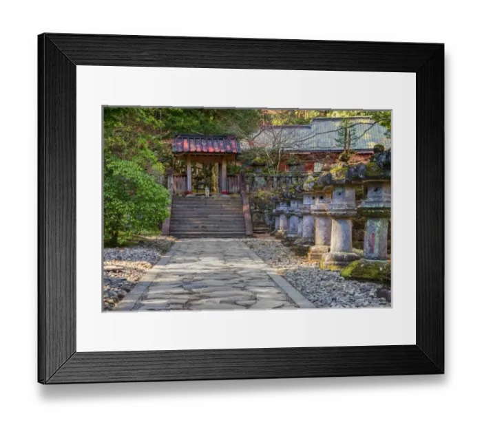 Framed Print : Stone path and red Japanese temple Framed Print : Stone path and red Japanese temple