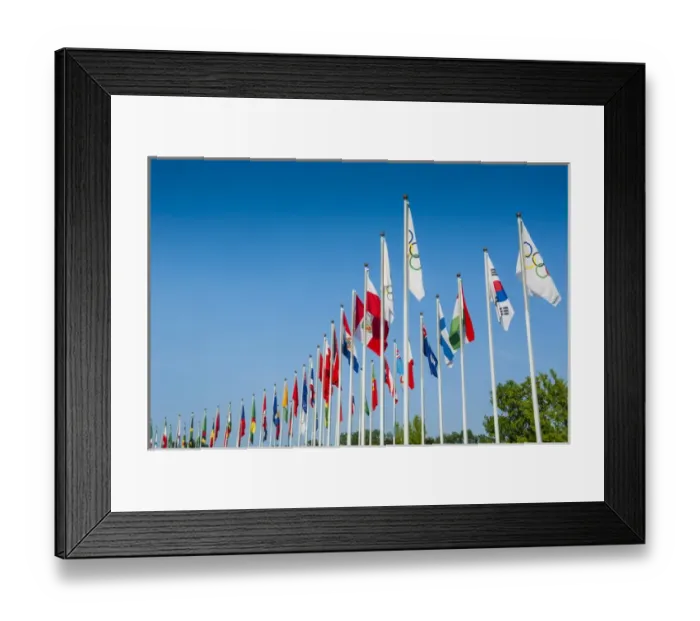 Framed Print : Monument with flags at the Olympic park, Seoul, South Korea Framed Print : Monument with flags at the Olympic park, Seoul, South Korea