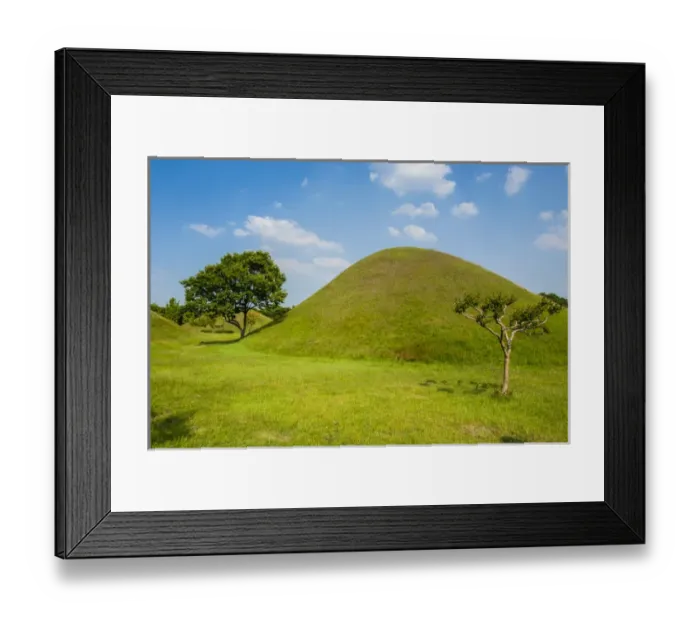 Framed Print : Tumuli park with its tombs from the Shilla monarchs in the Unesco world heritage sight Gyeongju Framed Print : Tumuli park with its tombs from the Shilla monarchs in the Unesco world heritage sight Gyeongju