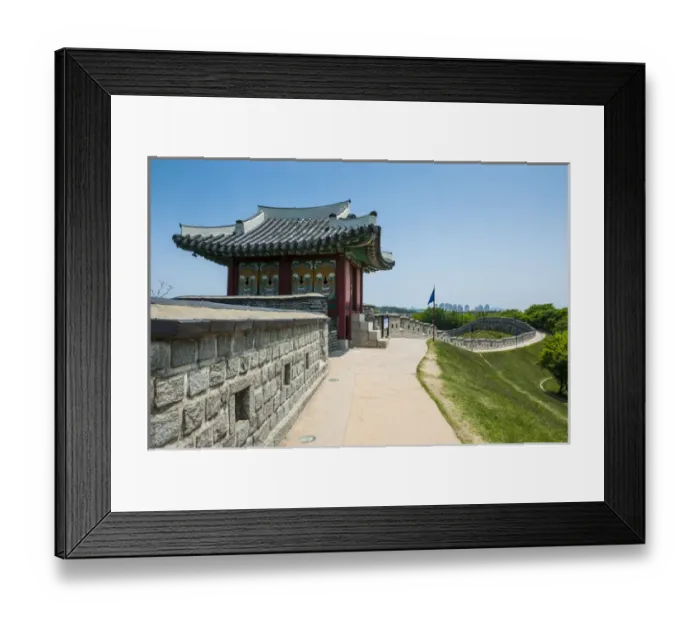 Framed Print : Huge stone walls around the Unesco world heritage sight the fortress of Suwon, South