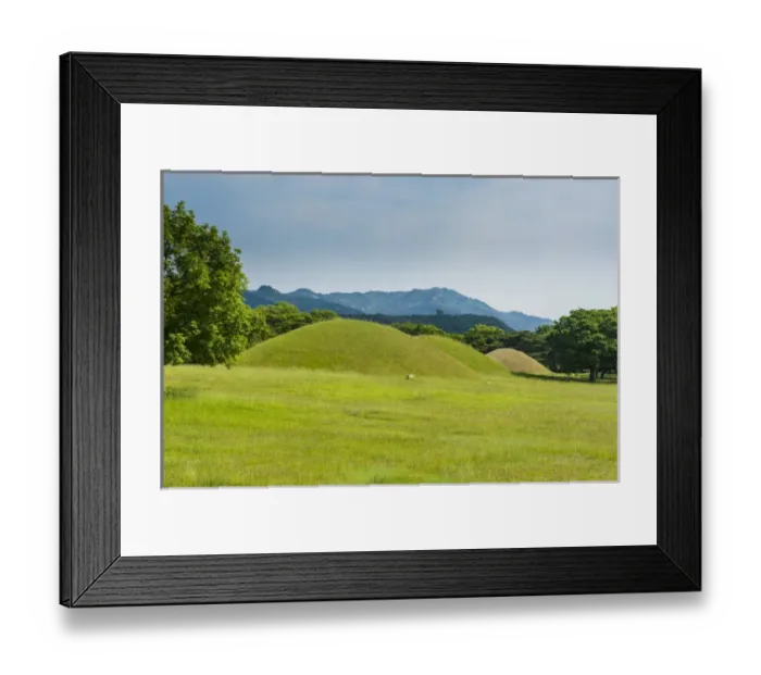 Framed Print : Overgrown grass tombs in the Unesco world heritage sight Gyeongju, South Korea Framed Print : Overgrown grass tombs in the Unesco world heritage sight Gyeongju, South Korea