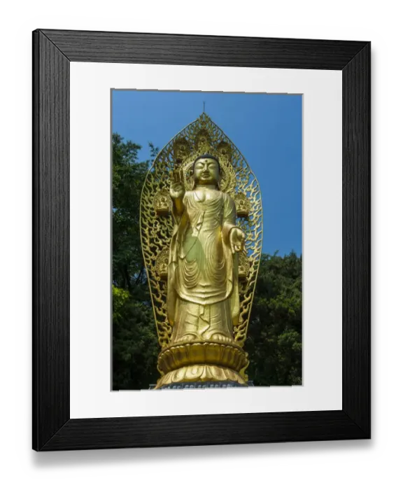 Framed Print : Golden buddha in the Unesco world heritage sight the fortress of Suwon, South Korea