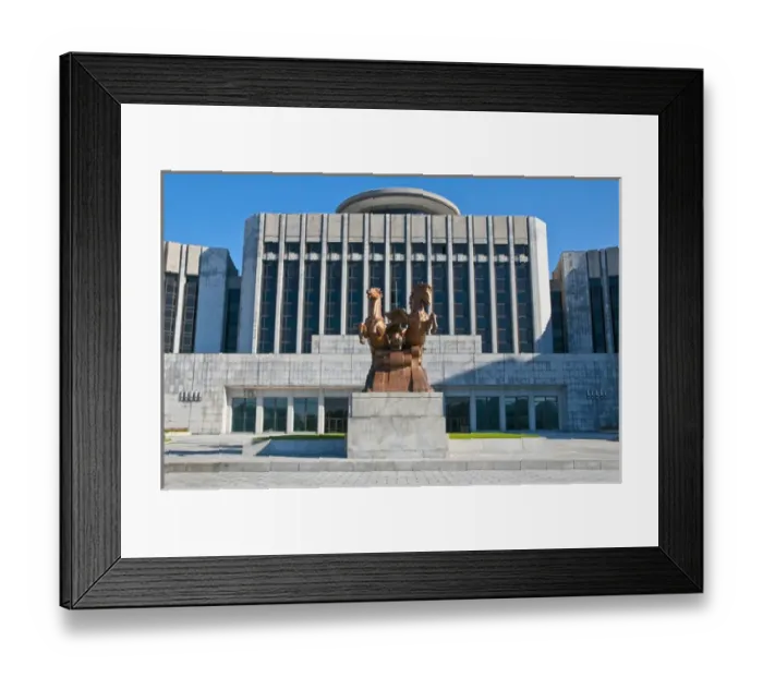Framed Print : Horsestatue before the Childrena's palace, Pyongyang, North Korea Framed Print : Horsestatue before the Childrena's palace, Pyongyang, North Korea