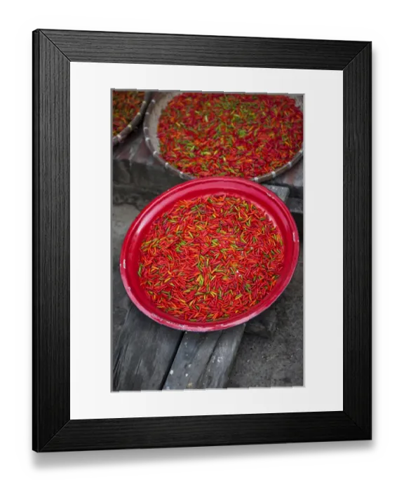 Framed Print : Fresh dried chillies at the Luang Prabang night market Framed Print : Fresh dried chillies at the Luang Prabang night market