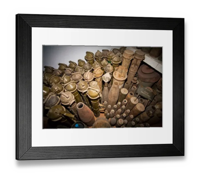 Framed Print : Phonsavan in Laos. Bombs and shells are seen everywhere in this town as in this collection Framed Print : Phonsavan in Laos. Bombs and shells are seen everywhere in this town as in this collection