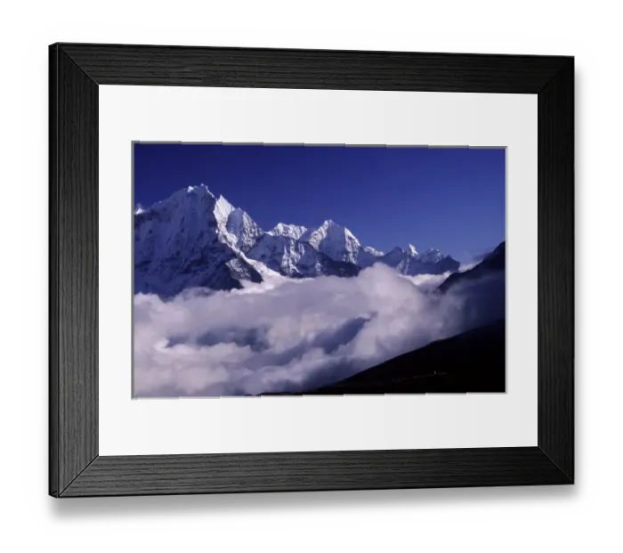 Framed Print : A bank of heavy clouds rolls up the Gokyo Valley underneath high Himalayan peaks Framed Print : A bank of heavy clouds rolls up the Gokyo Valley underneath high Himalayan peaks
