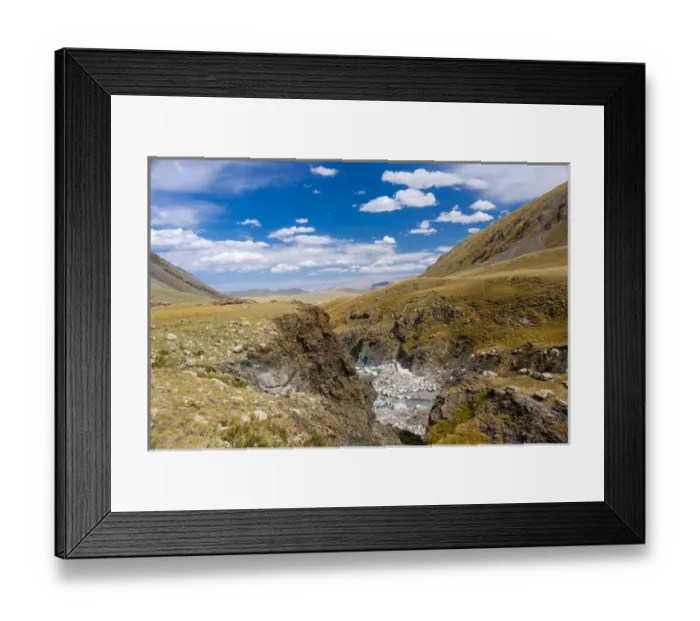 Framed Print : Asia, Mongolia, Western Mongolia, Bayan Olgii Province, Gashuun Suhayt. River valley