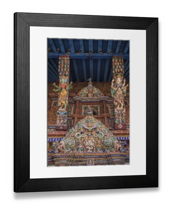 Framed Print : Asia, Nepal, Kathmandu Valley, Patan, multi-armed Hindu goddesses on struts of Minanath Framed Print : Asia, Nepal, Kathmandu Valley, Patan, multi-armed Hindu goddesses on struts of Minanath