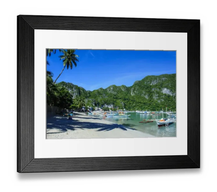 Framed Print : The bay of El Nido with outrigger boats, Bacuit Archipelago, Palawan, Philippines Framed Print : The bay of El Nido with outrigger boats, Bacuit Archipelago, Palawan, Philippines
