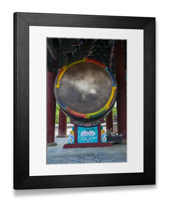 Framed Print : Huge drum in the Beopjusa Temple Complex, South Korea